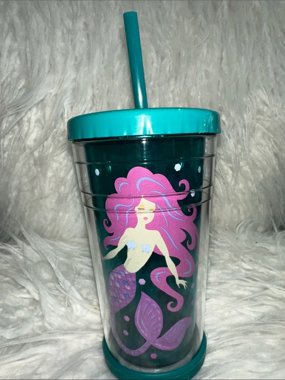 Teal Mermaid Acrylic Tumbler with Straw for school